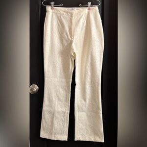 NWT Ladies Size 10 Petite Worthington Stretch Lace Print Slacks Cream